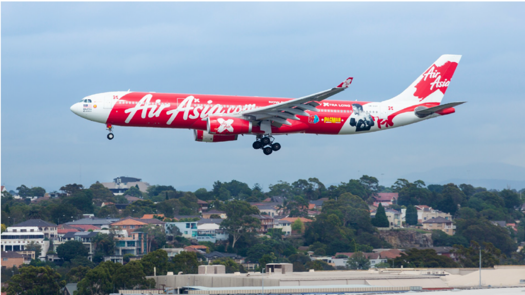 Air Asia Aircraft landing at Sydney Airport